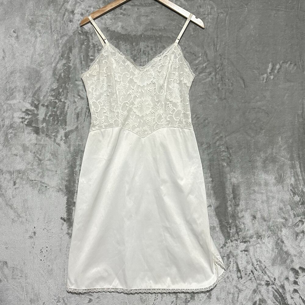 Vintage‎ 50s 60s Vanity Fair White Lace Full Slip Dress Womens 36 Bride Lingerie